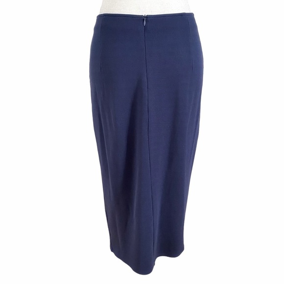 MAX MARA WEEKEND NAVY TEXTURED HIGH RISE SOFT KNIT PENCIL SKIRT - Picture 4 of 9